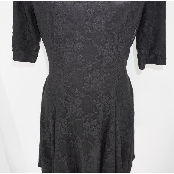 Express Black Lace Dress Fit And Flare Small Romantic Goth Witchy Whimsigoth - Picture 7 of 12
